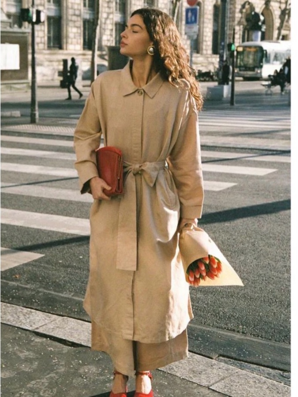 Posse Tan Trench Coat with Belt